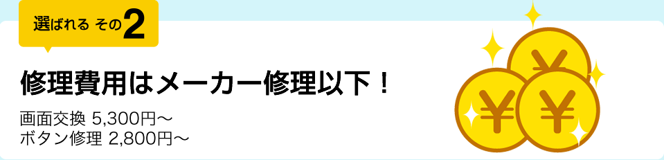 修理費用はメーカーの半額以下